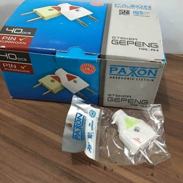 Paxton Steker Colokan Listrik Mini Putih SNI Gepeng Kuningan PX2