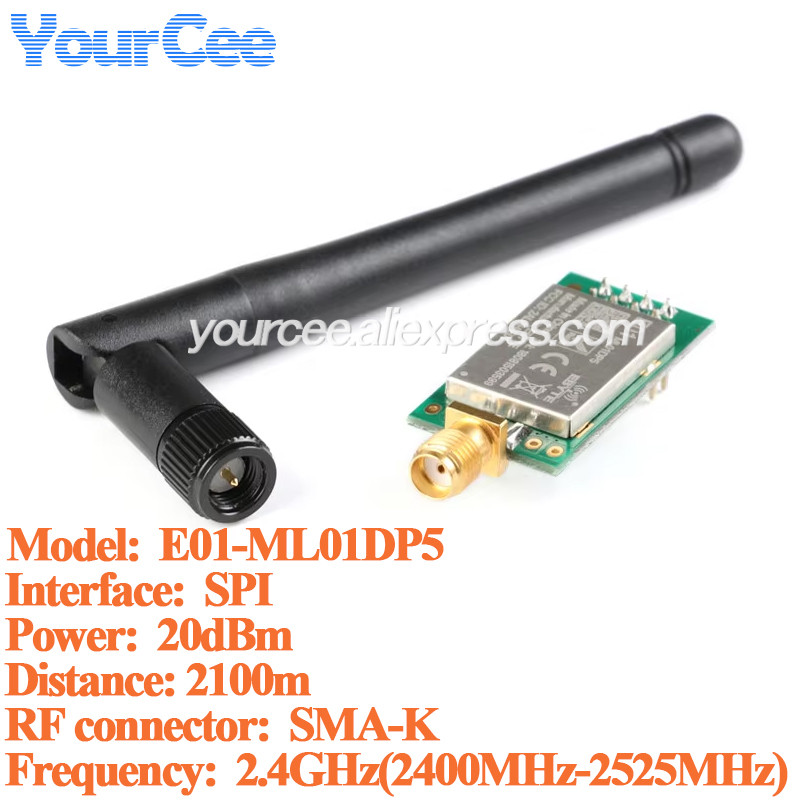 2pcs/1pc E01-ML01DP5 Ebyte 20dBm 2100m Long Range nRF24L01P+PA+A 2.4G Wireless Transceiver Module ML