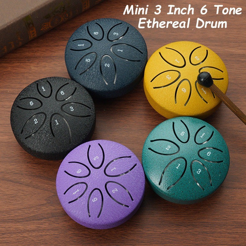 Mini 3 Inch 6 Tone Ethereal Drum Mini Drum Kecil Alat Musik Sederhana Dan Portabel Untuk Pemula Sisw