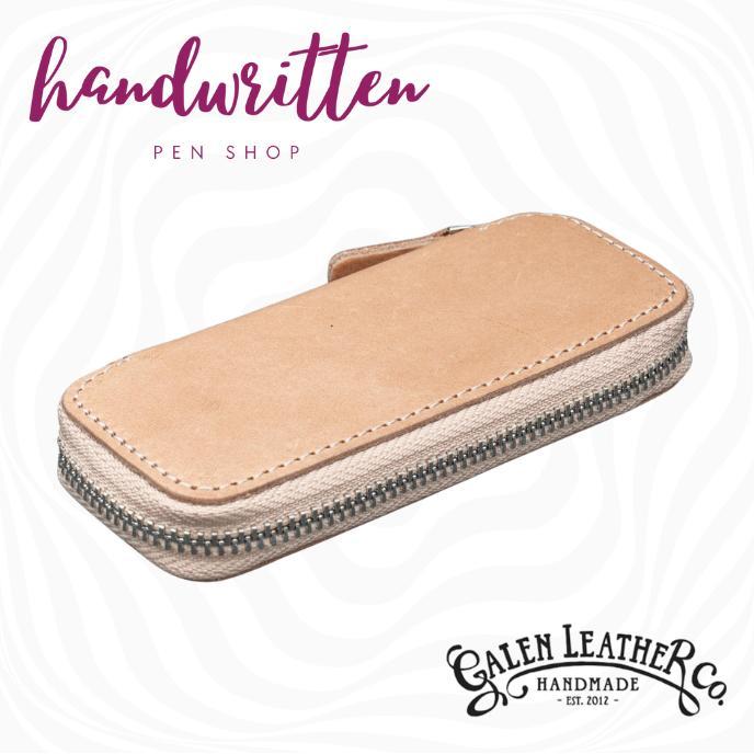 GALEN LEATHER Leather Zippered Pen Case For KAWECO - Pocket Pen - Undyed, Double 2-Pens