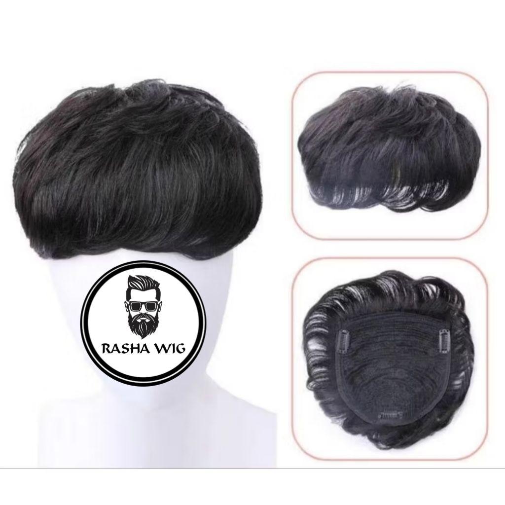 Toupeer Hair Wig Pendek Sintetis Kuat