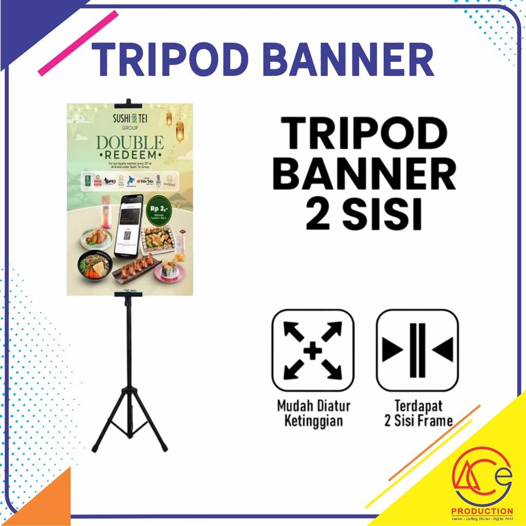 TRIPOD BANNER 2 SISI STAND BANNER 2 SISI STAND BANNER BERDIRI 2 SISI