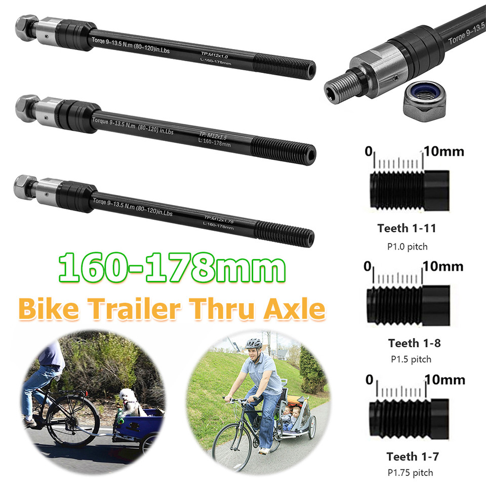 Bicycle Trailer Thru Axle 160-178mm Cargo Trailer Bike Trailer Thru Axle Cargo Axle M12 P1.0/1.5/1.7