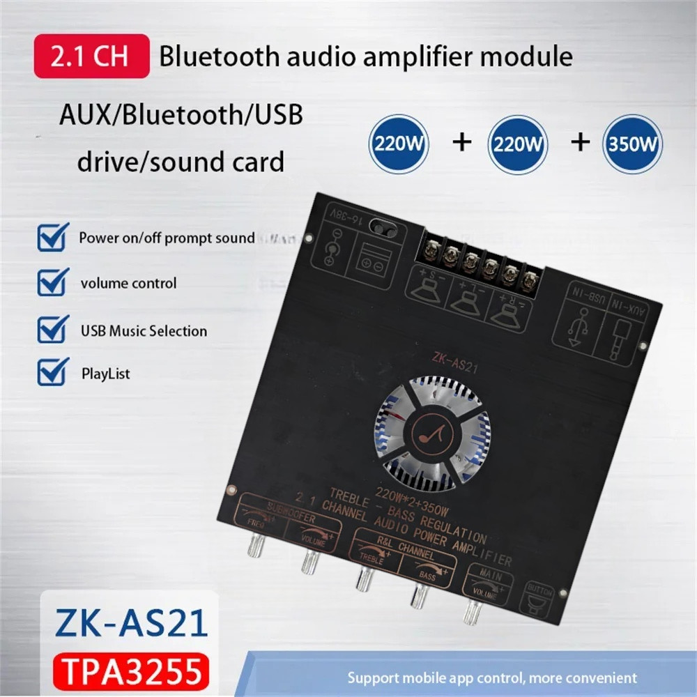 Amplifier Board Audio Bluetooth USB 2.1 Channel DIY - ZK-AS21