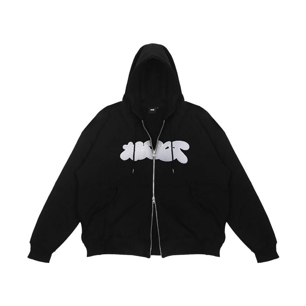 308 ABSLTUNSCRD - ZIP DOUBLE HOODIE ABSLT PUFF GREY - BLACK