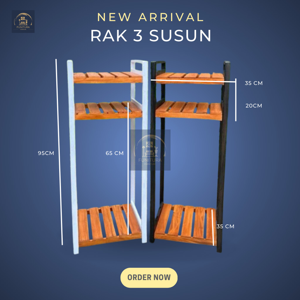 Rak Galon / Rak Dispenser / Rak Mejikom / Rak Kombinasi Susun 3 Kayu Penyimpanan