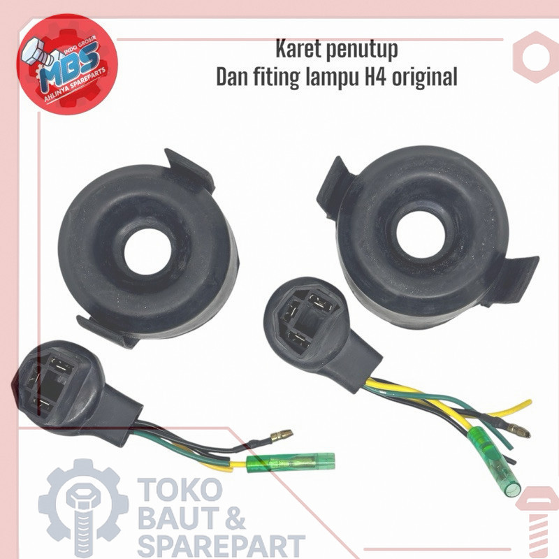 Soket H4 + karet tutup soket h4 (1set ) motor mobil universal ori