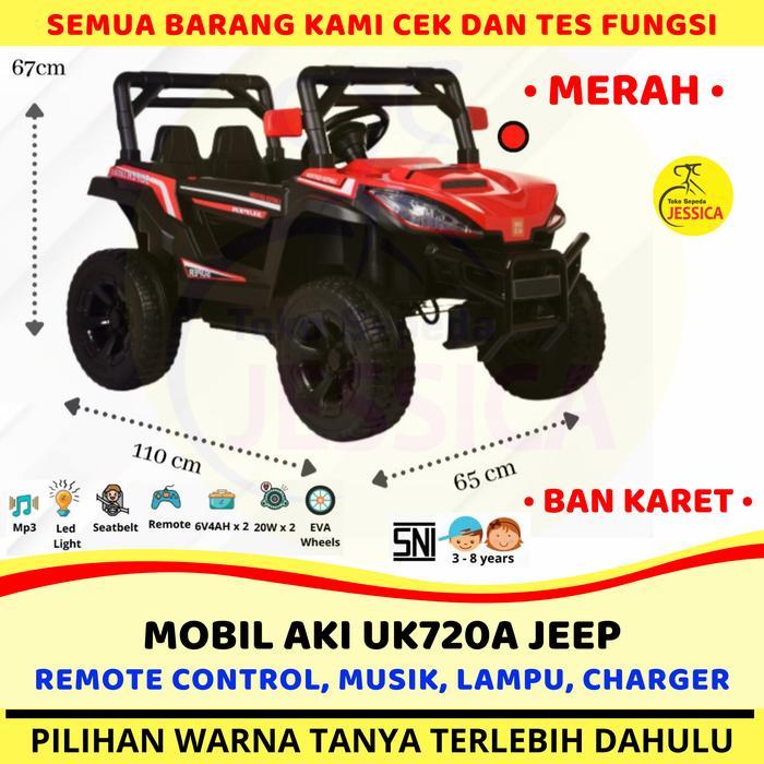 New PROMO Mobil Aki Remote Control Jeep Unikid UK720 UK 720 bisa Ayun - Merah