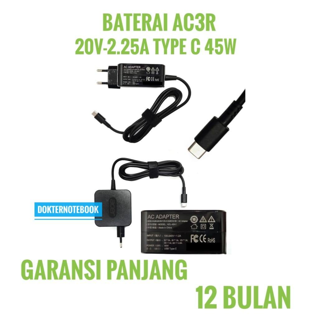 Adaptor Charger Acer Chromebook C733 C733T Usb Type C 45W Original