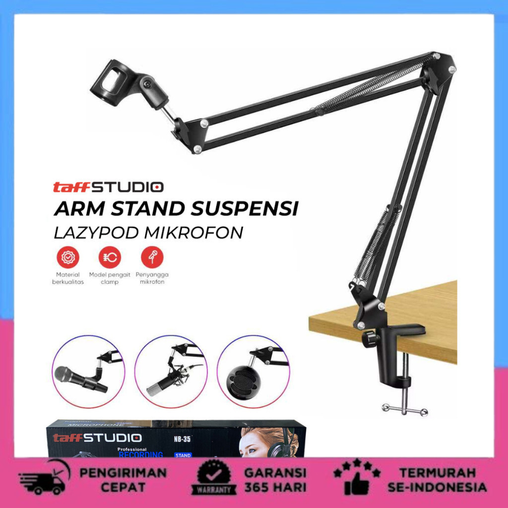 Stand Mikrofon Microphone - Arm Stand Suspensi Mikrofon - Taffstudio Arm Stand Suspensi Lazypod