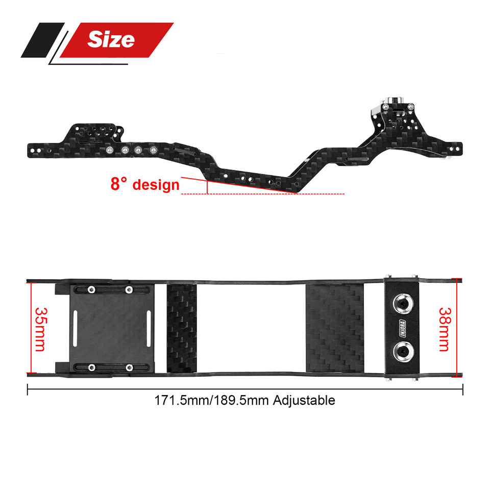 INJORA Universal LCG Carbon Fiber Chassis Frame Kit for 1/24 Axial SCX24