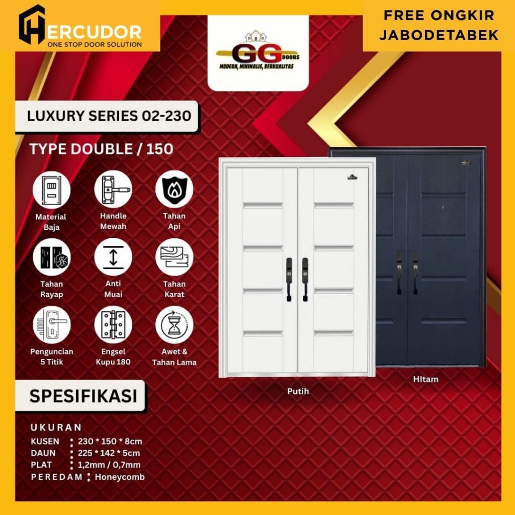 GG LUXURY-230 DD - Pintu Utama Baja Premium GG Luxury - Double 150x230