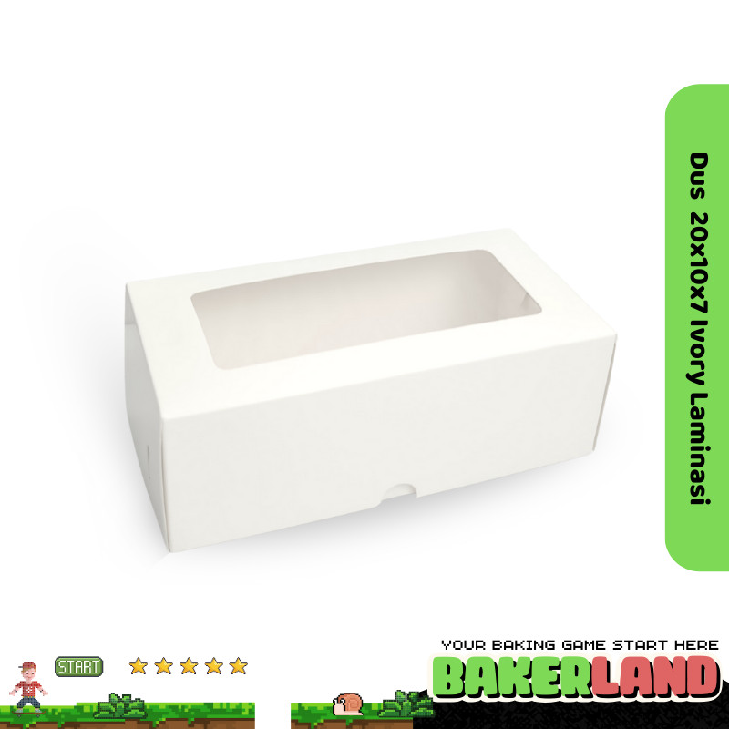 Dus 20x10x7 / dus kue / bolu / box kue / dus 20x10x7 laminasi / box putih / kue bolu gulung