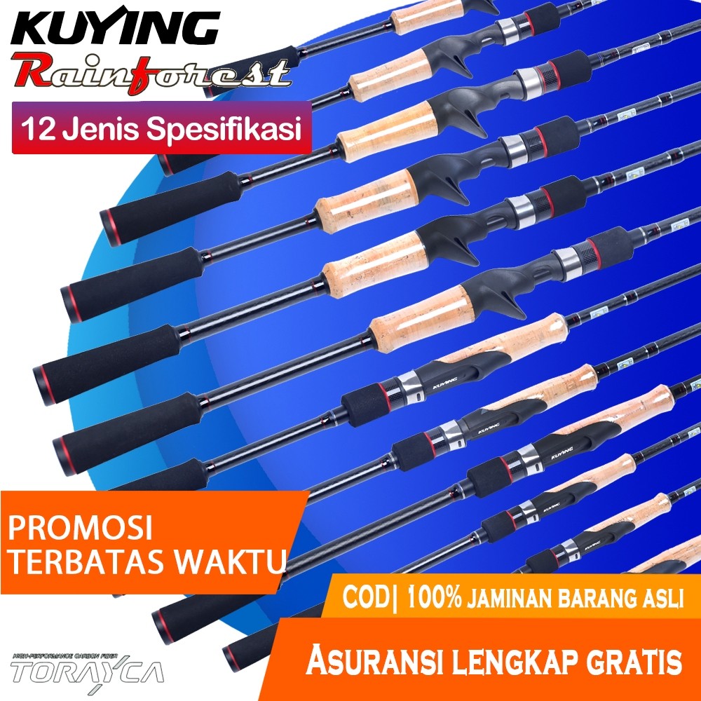 KUYING RAINFOREST Joran Spinning Casting BC Pancing Fishing Lure Rod M ML MH L Karbon Light 12 Model
