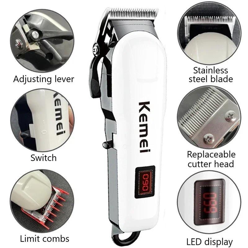 Kemei Hair Clipper Or Blade Hair Cut Maching Wireless Trimmer Men Professional Clipper Machine Recha