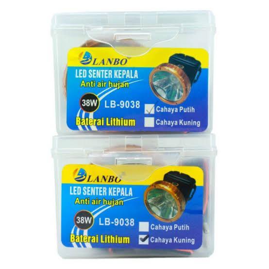 Senter kepala lanbo 20w warna sinar putih dan kuning - Putih