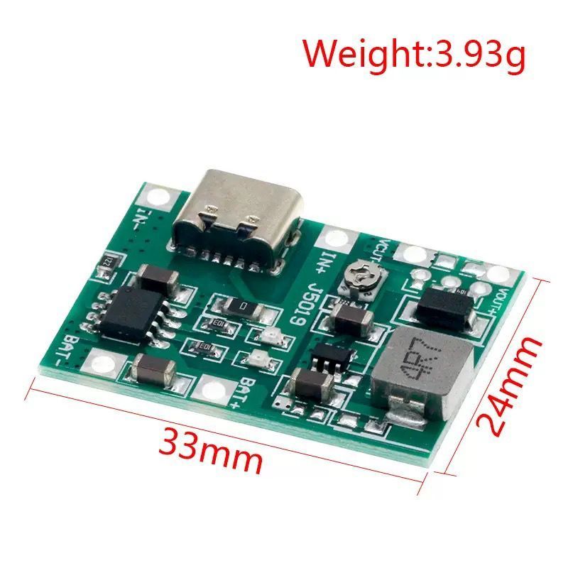 Modul 2in1 Charger Step Up Baterai 18650 2A 3.7V TO 5V 9V TYPE C
