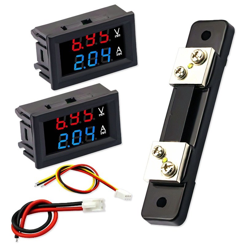 2PCS Dual Display Volt Amp Meter DC Voltmeter Ammeter LED Digital DC 4.5-100V/50A Voltage Current Me