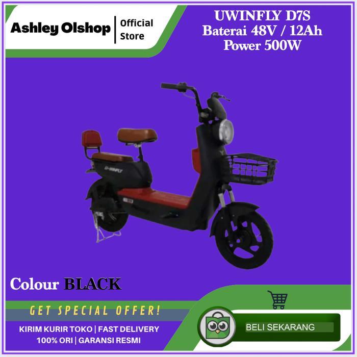 Sepeda Listrik Uwinfly D7S NEW Pengganti DF7 Dragonfly 7 ORI [BLACK]