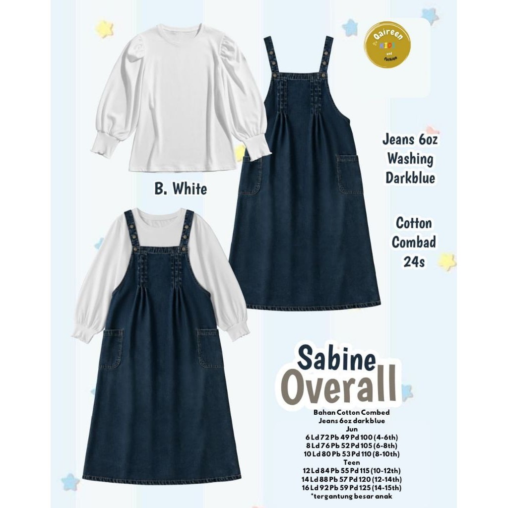 2801    Sabine setelan overall jeans muslim anak perempuan by Qaireen  // NOVIISTUFF