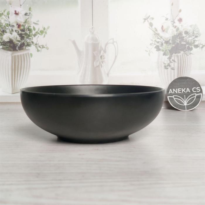 Stone Mangkok Ceper 7 inch - Mangkok Bakso - Golden Dragon W7107A - Hitam