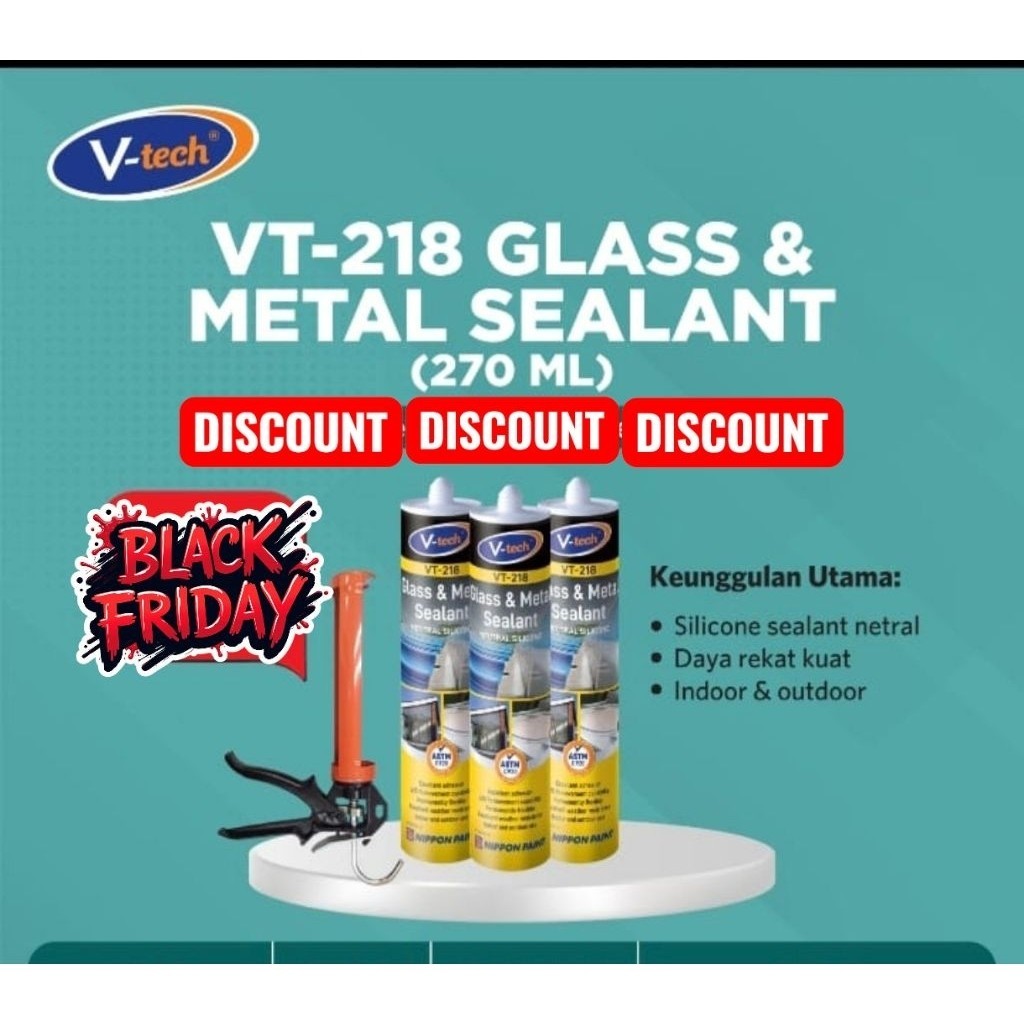 VT-218 silicone sealant neutral/metal sealant/besi/kaca/aluminium metal/sealant netral premium nippo
