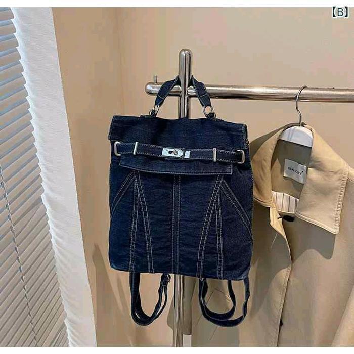 tas denim 527 tas wanita 2in1 Backpack - biru tua