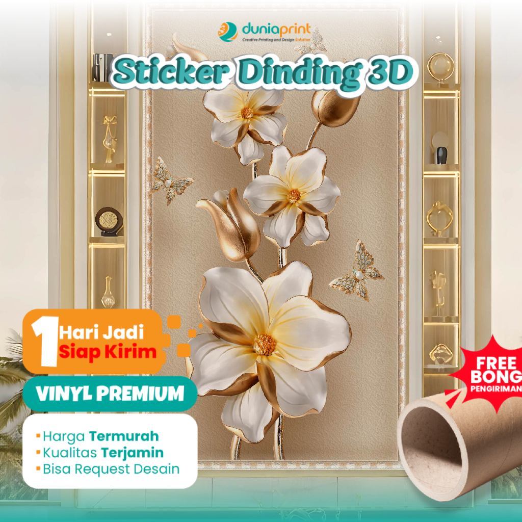 Stiker Dinding | Stiker Dinding Bunga 3D | Stiker Dinding Motif Bunga 3D | Stiker Dinding Gambar Bun
