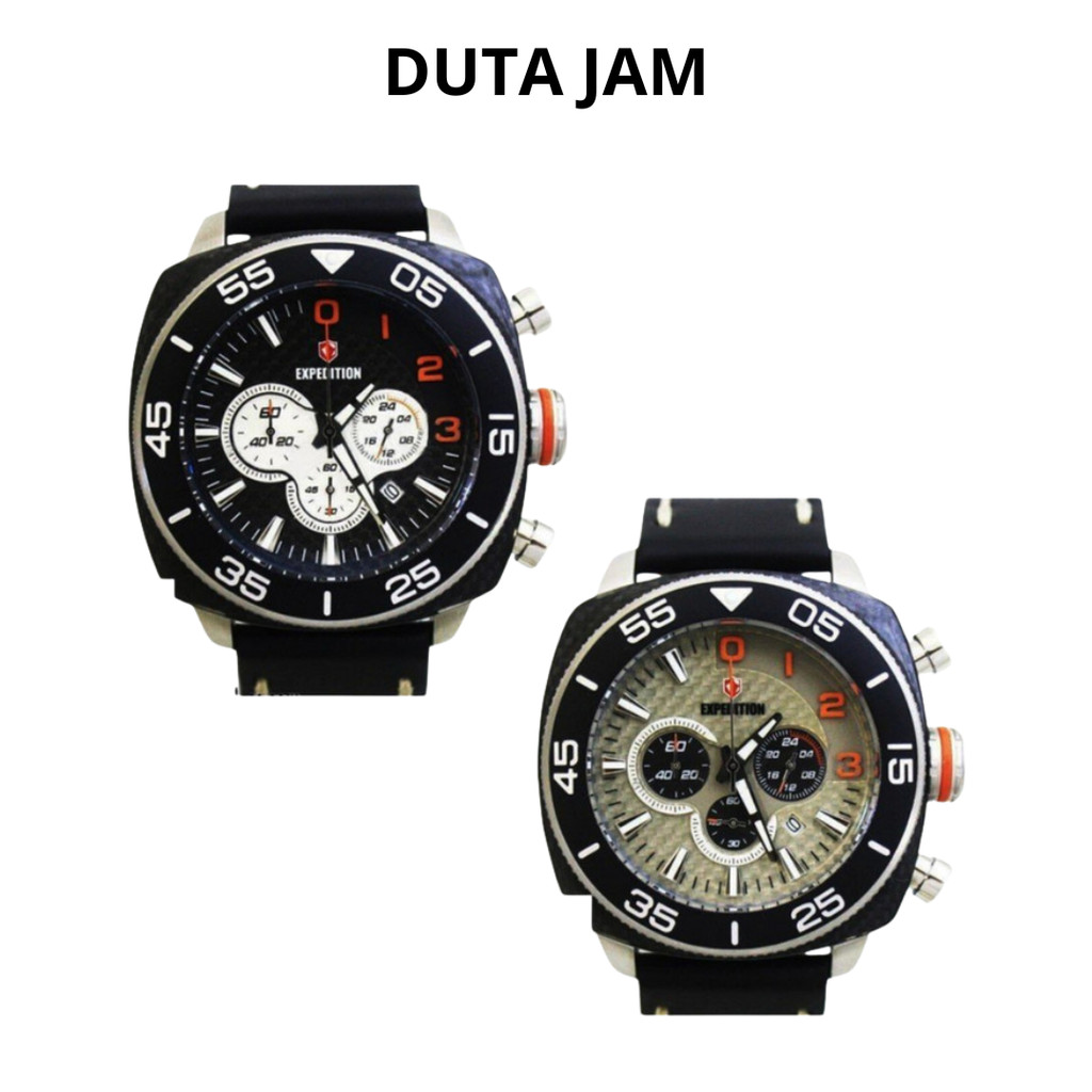 JAM TANGAN PRIA EXPEDITION E6642 E 6642 MCL CHRONOGRAPH LEATHER STRAP