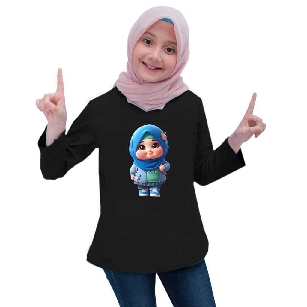 kaos anak perempuan lengan panjang gemoy girls hijab