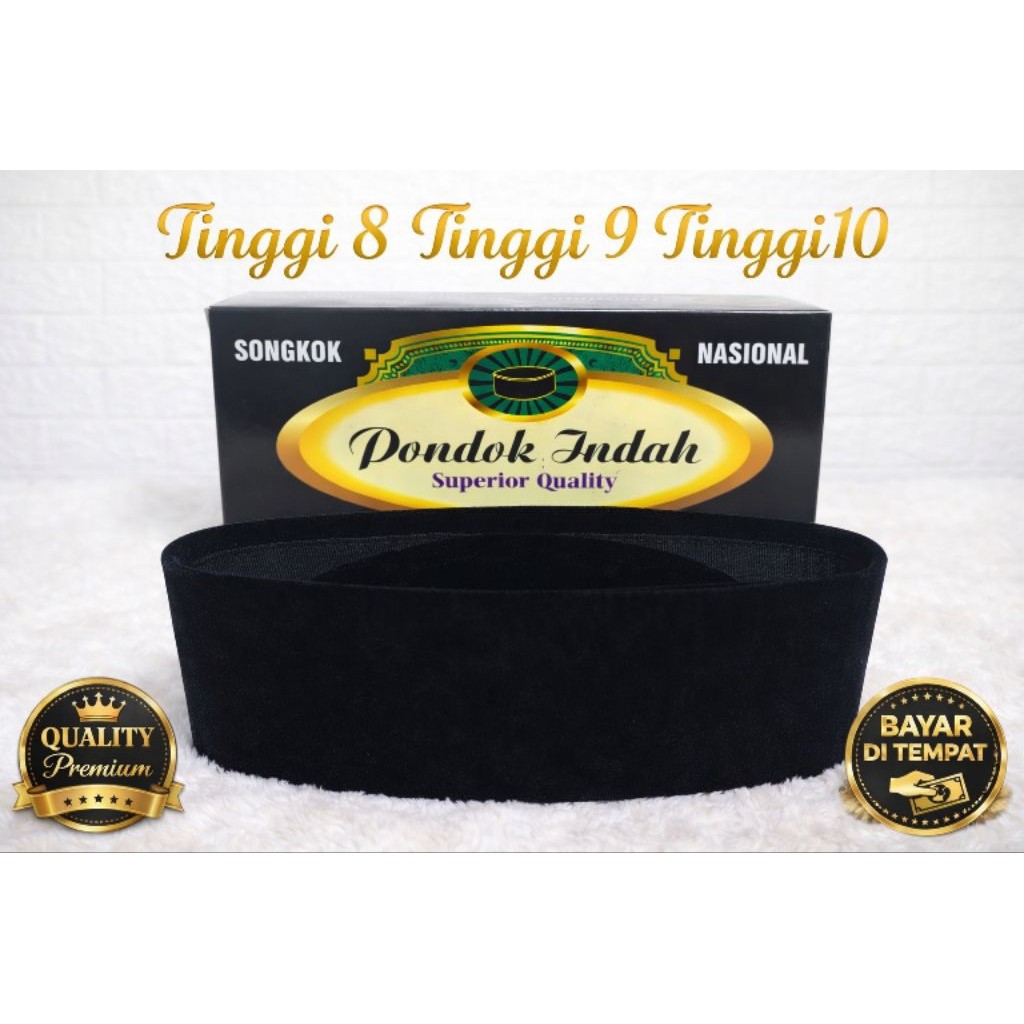 PROMO Peci Songkok Kopiah Pondok Indah Original Hitam Polos AC Laki-Laki Anak dan Dewasa Kualitas Is