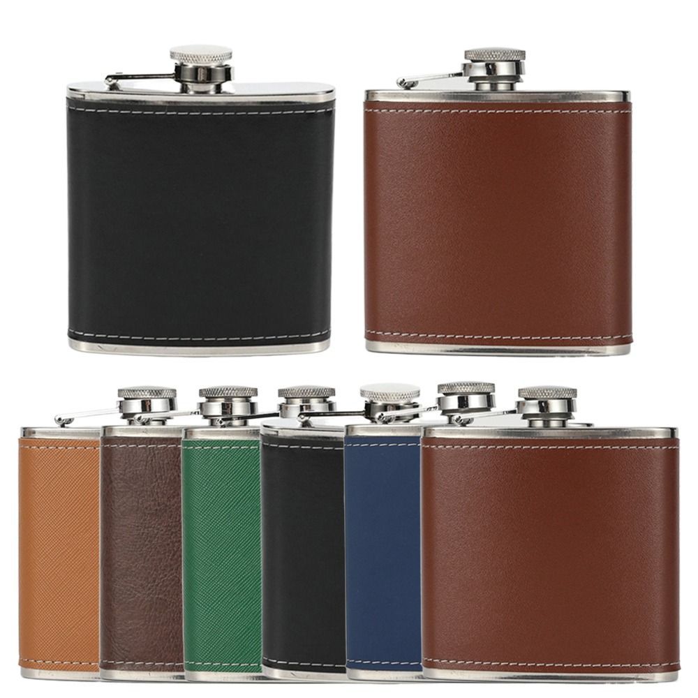Fashion 6oz Hip Flask Stainless Steel Leather Covered Liquor Flask Portable Mini Wine Pot Outdoor