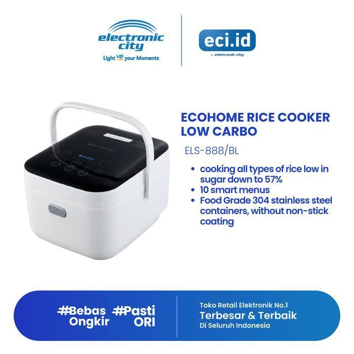 Ecohome Rice Cooker Low Carbo 3L Black - ELS-888/BL