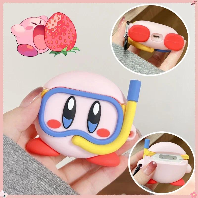 Kirby Cute Anime Earphone Case for Airpods 1/2 3 4 Pro Silicone Bluetooth Headphone Protective Cover