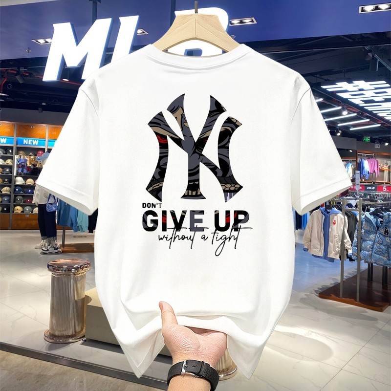 Kaos MLB Original Pria Katun Halus Desain NY Unik T-shirt Gaya Kekinian