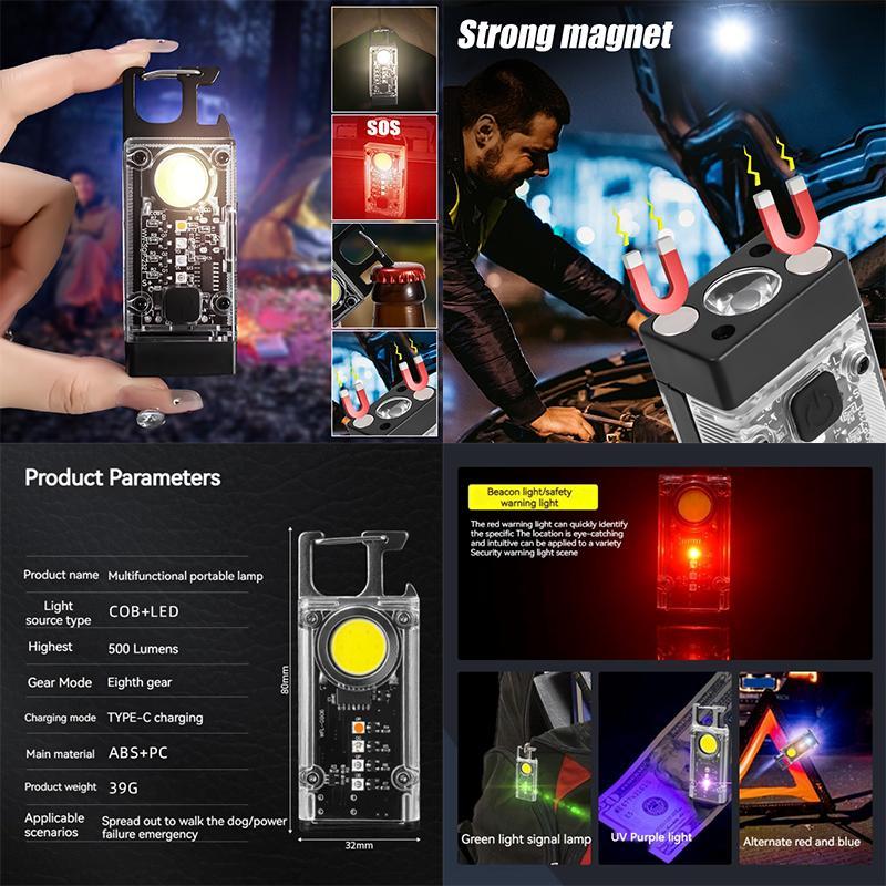 Lighting portabel senter led 1000LM magnet kuat gantungan kunci lampu