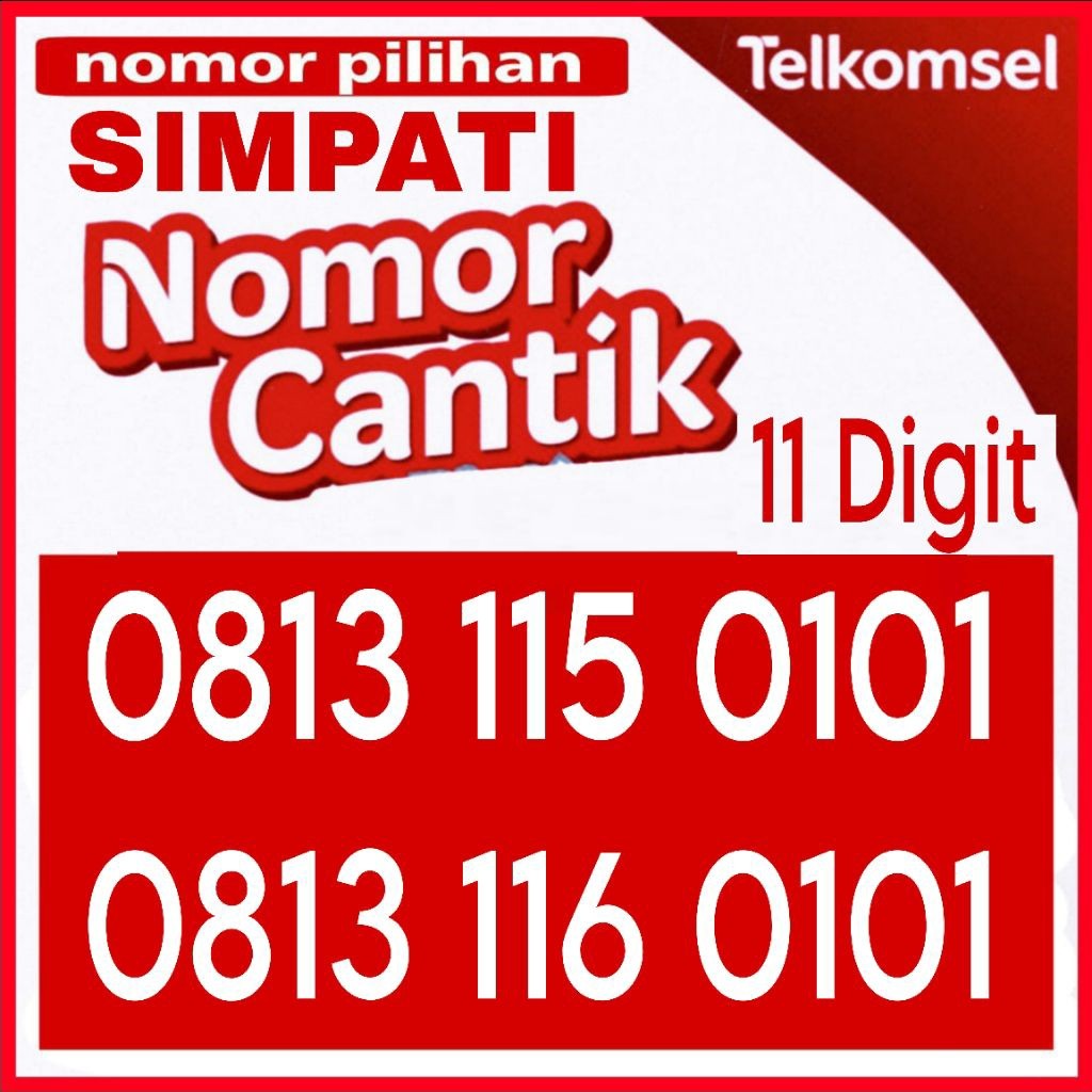 nomor cantik telkomsel simpati 11 digit 813 115 0101 & 813 116 0101