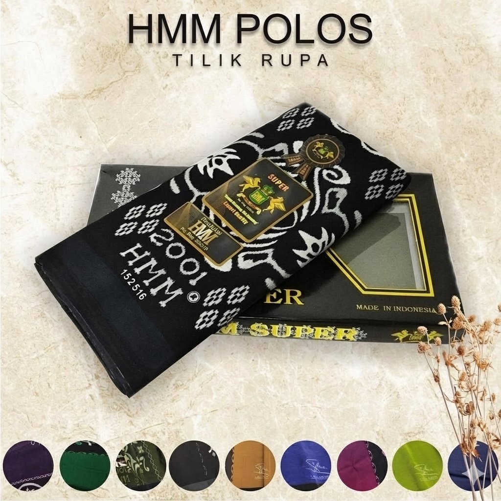 Sarung HMM Polos Hitam Tumpal Premium Sanwosh Anti Kusut Adem Tidak Luntur Dewasa Pria Sholat