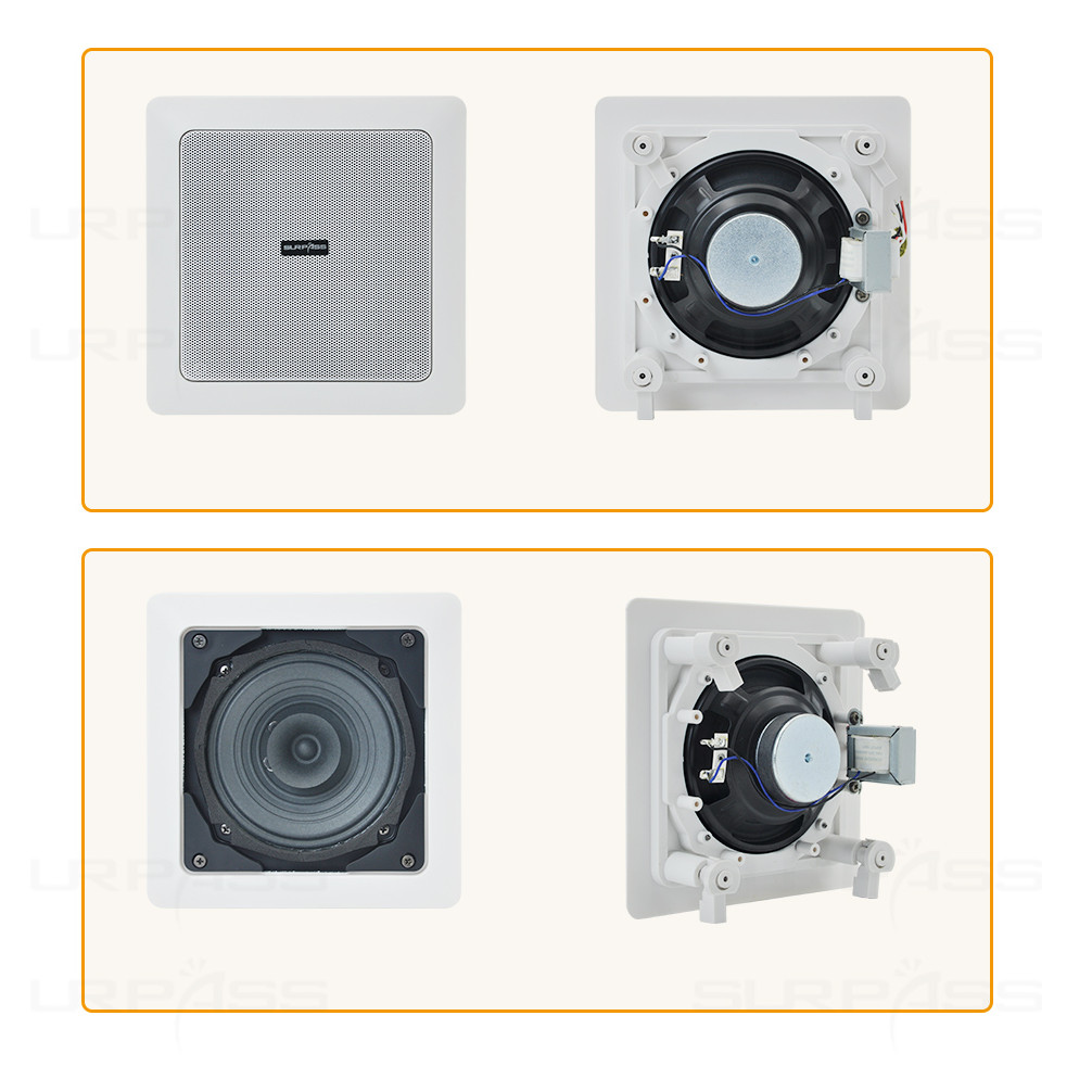 5 Inch Full Range Square HiFi Ceiling Speaker 6W3W 100V ABS Power Taps Home Theater System Music Ste
