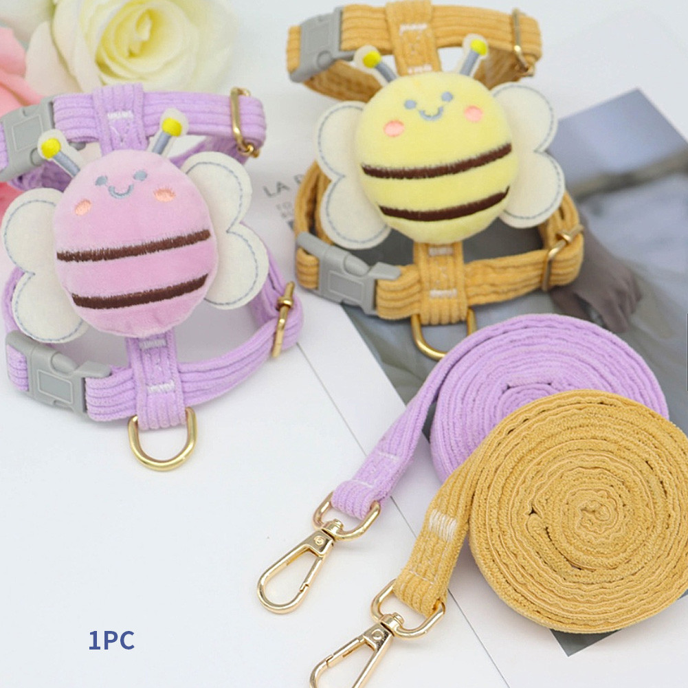 Tali Kekang Hewan Peliharaan Kecil Lucu Desain Lebah untuk Anjing Kucing dengan Tali