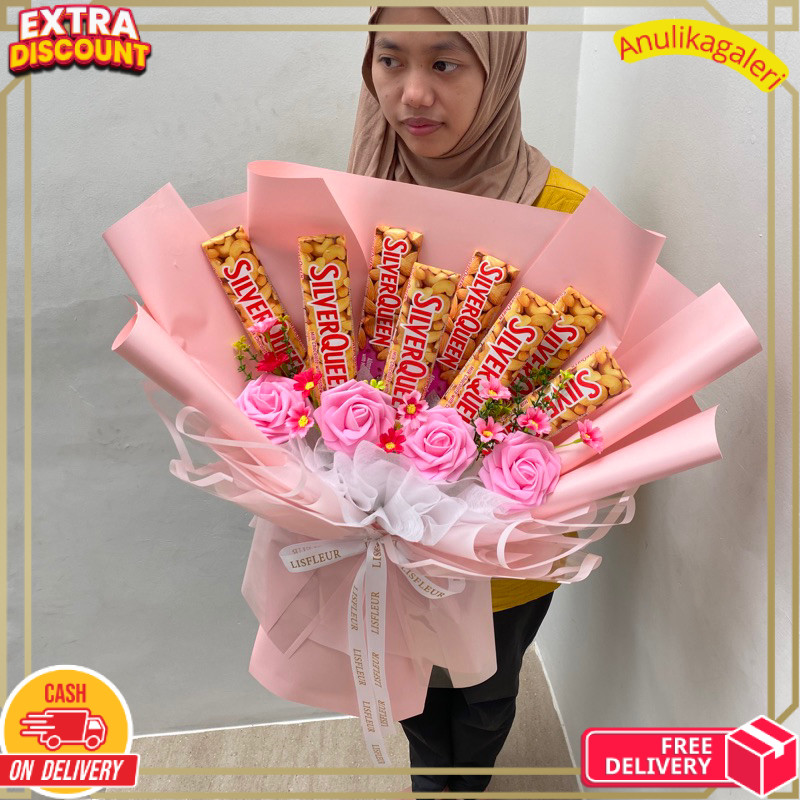 Buket Coklat Jumbo Silverqueen 55 Gram Tahan Lama