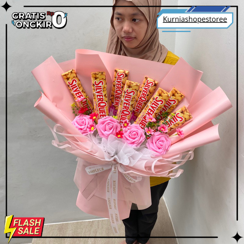 Buket Coklat Jumbo Silverqueen 55 Gram Tahan Lama COD
