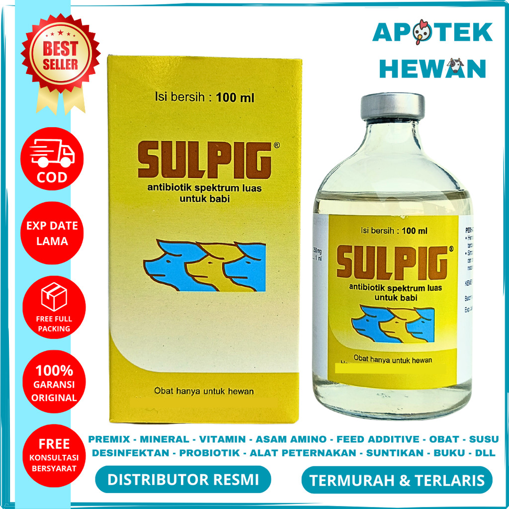SULPIG 100 ml - Obat Antibiotik Spektrum Luas Babi Medion