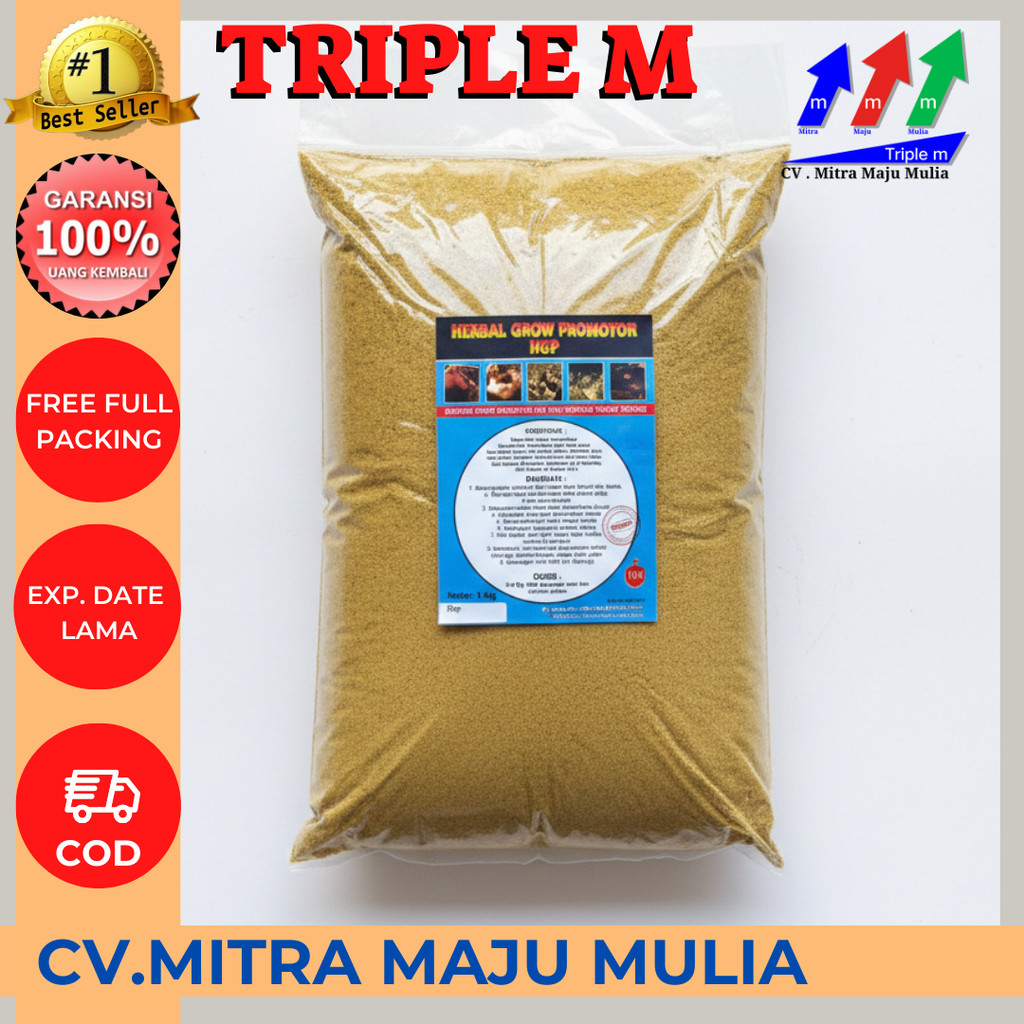 HERBAL GROW PROMOTOR HGP 1 KG UNGGAS JAYA - Jamu Herbal Meningkatkan Pertumbuhan Ayam Unggas Bebek S