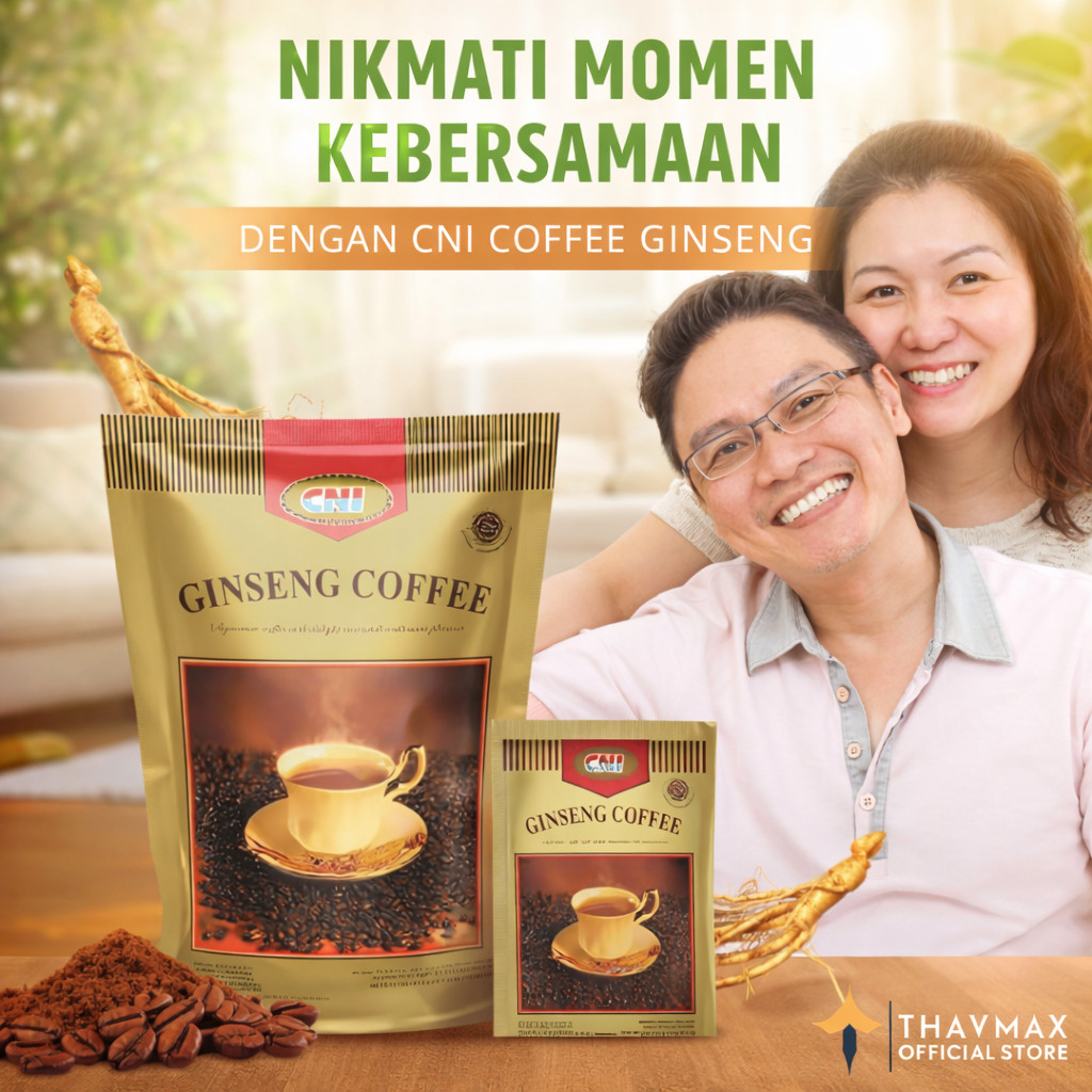 CNI Ginseng Coffee 20 Sachet Perpaduan Kopi Arabika, Robusta & Ekstrak Ginseng | KOPI ORIGINAL CNI