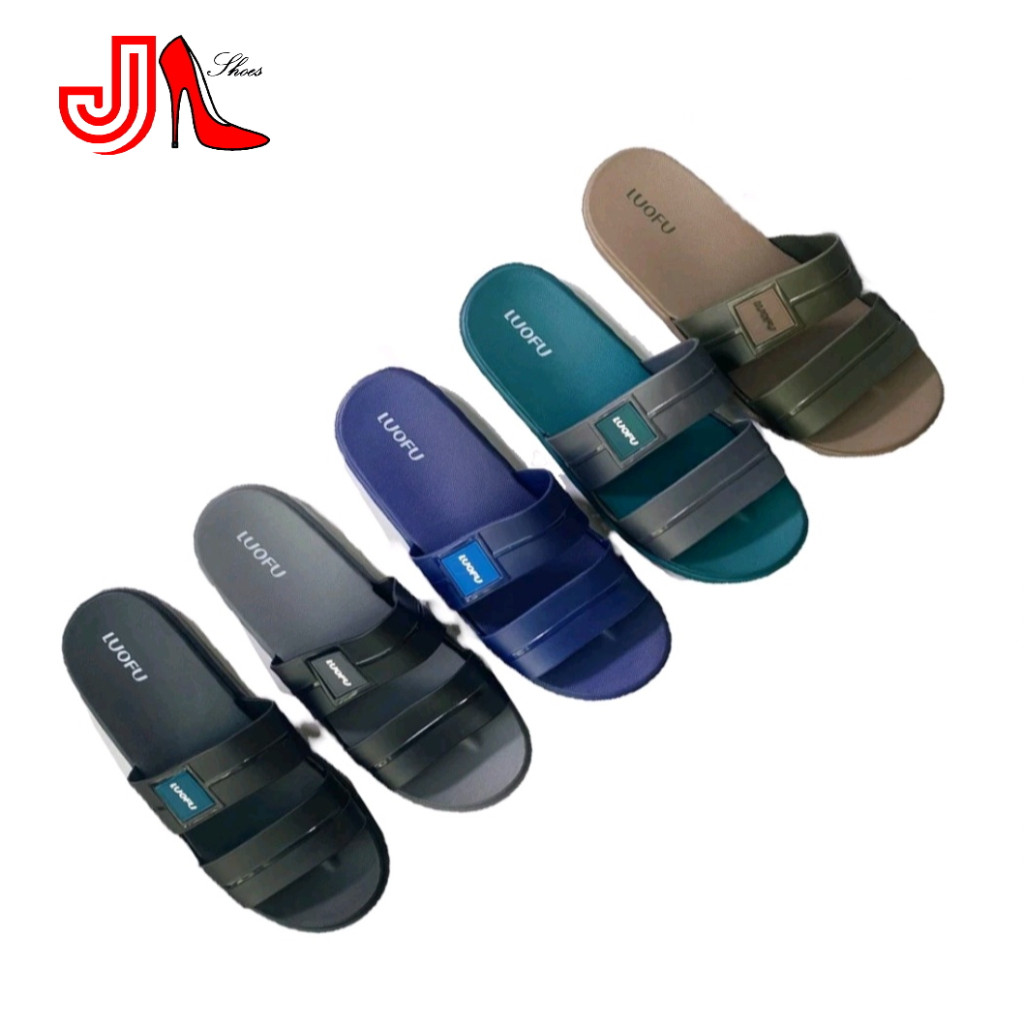 LUOFU E6208-B NEW Sandal Kokop Dua Ban Jelly Karet Eva Pria Luofu Import