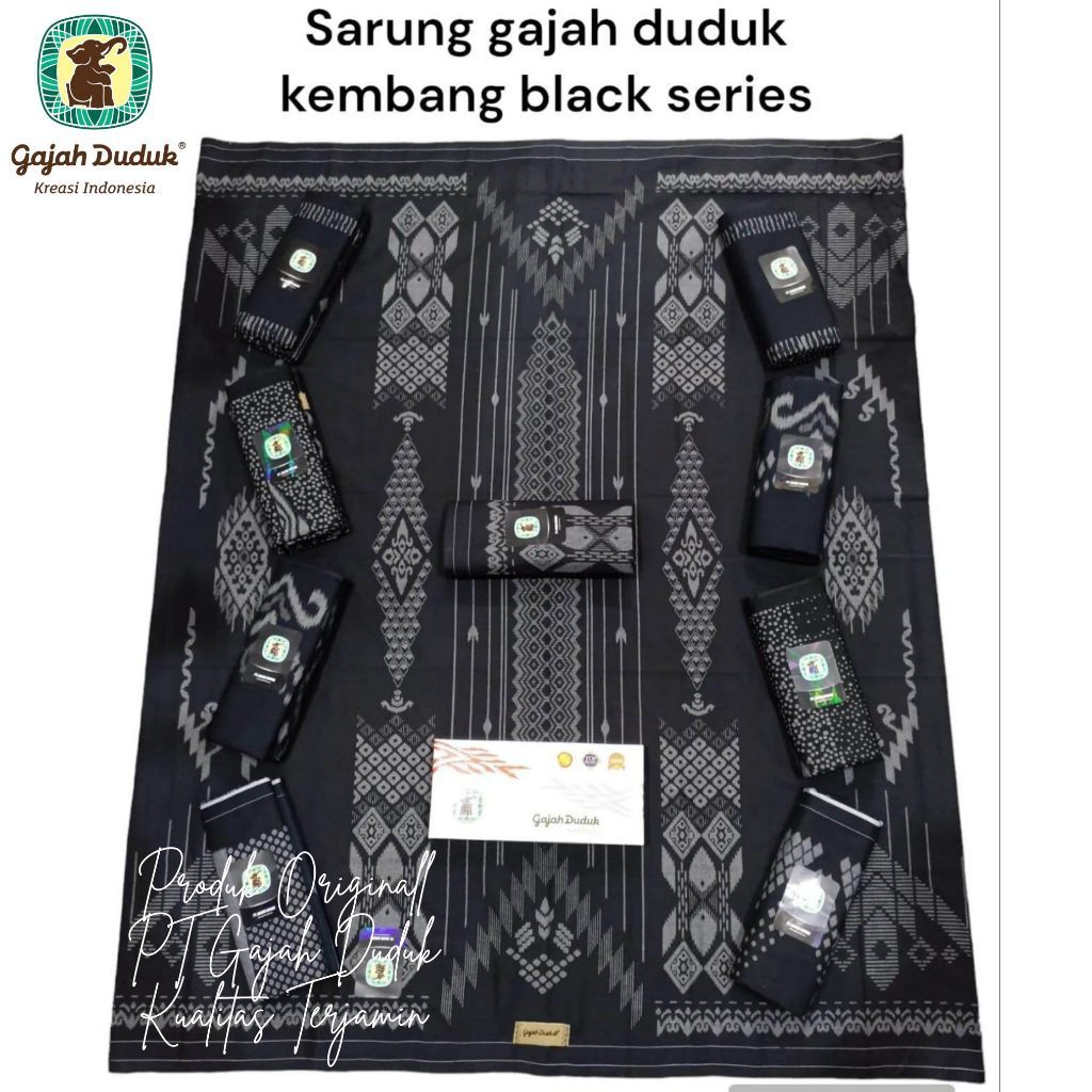 10 PCS - Grosir SARUNG GAJAH DUDUK ASIA NUSANTARA SERI KEMBANG KODIAN MURAH BLACK SERIES SERI WARNA