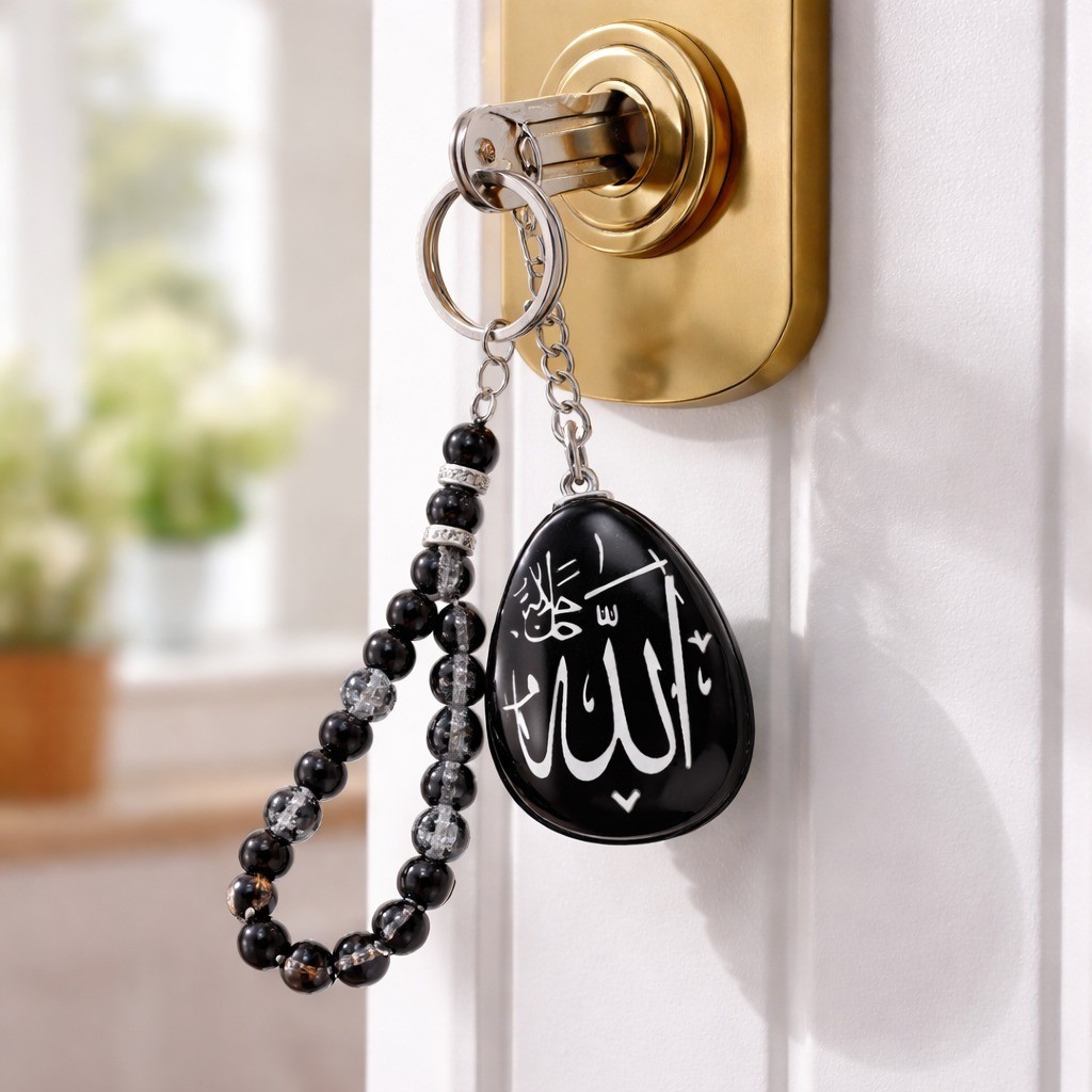 2in1 Tasbih + Keychain Gantungan Tas & Kunci Motif Tanah Suci Gift Set Islami 4 Model Unik - Souveni