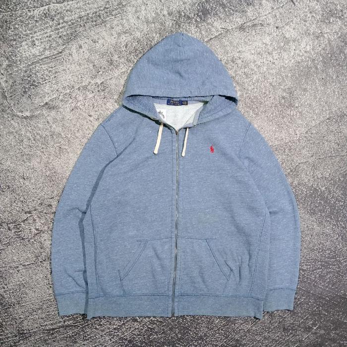 Jaket hoodie zipper vintage POLO RALPH LAUREN small logo bordir murah size xxl