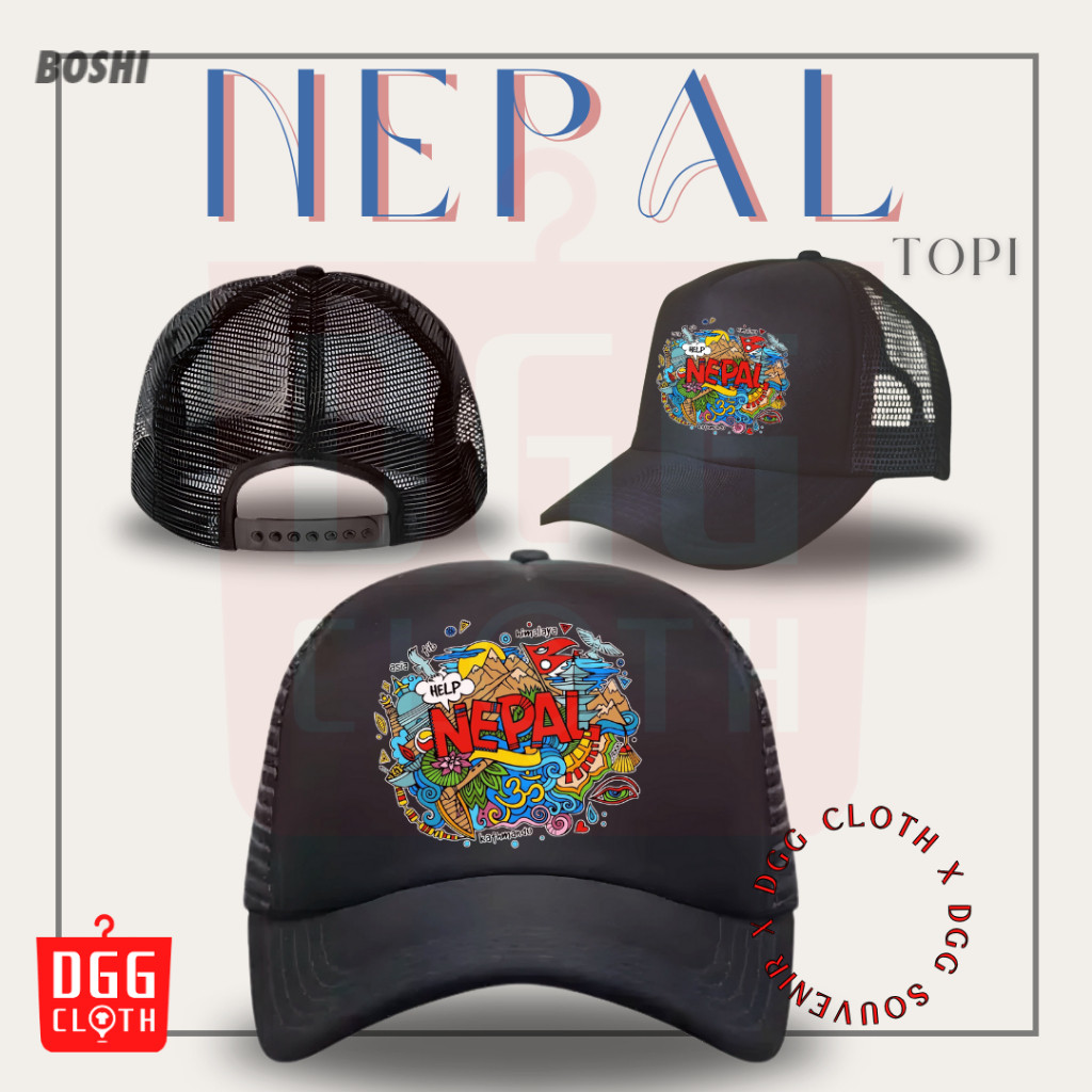DGGCloth Topi Souvenir Negara Nepal  - Topi Trucker Oleh Oleh Nepal 2